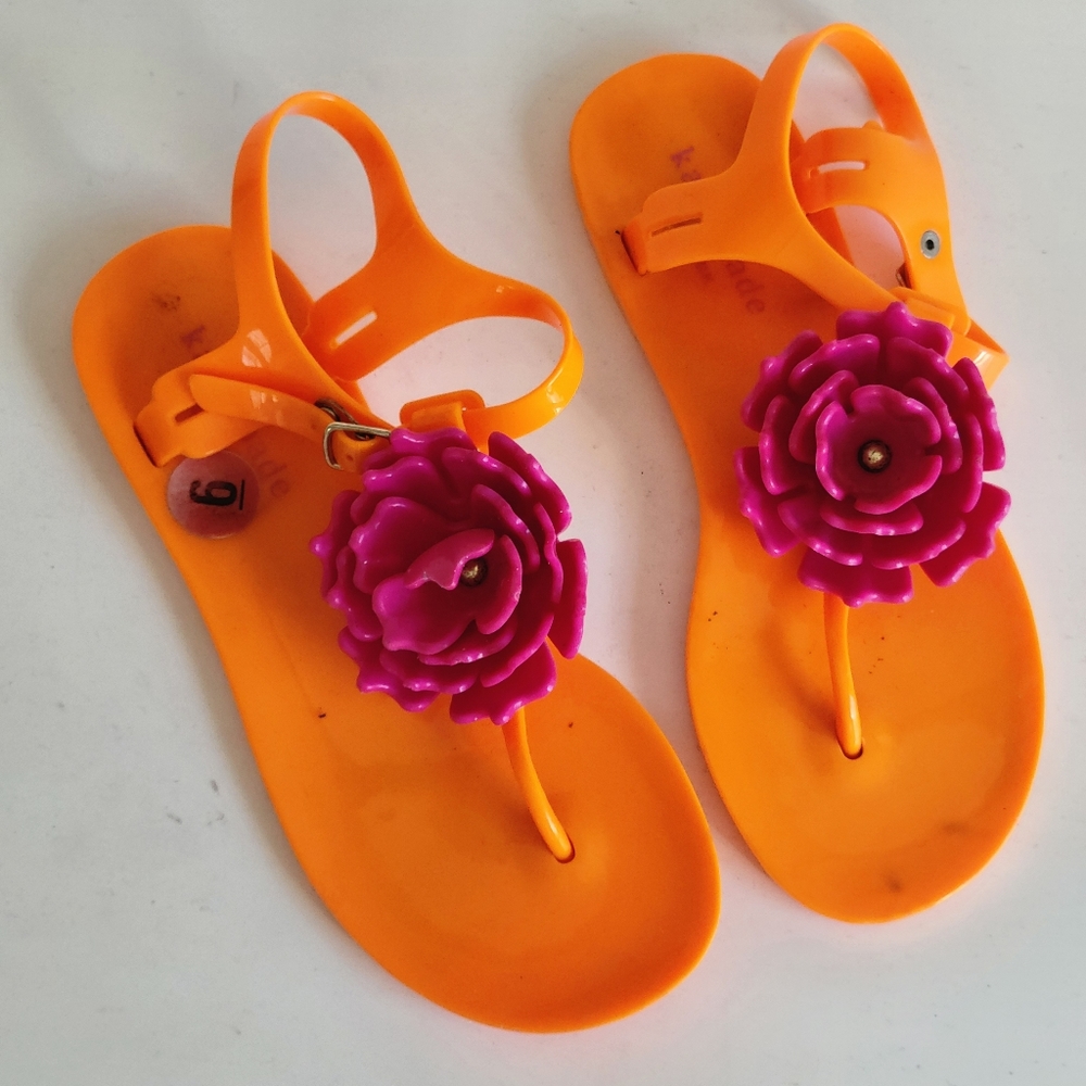 Kate Spade Floral Rubber Flower Beach Sandal Sandals Slipper Shoes 6 Women's